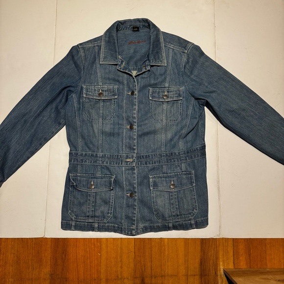Eddie Bauer Women’s Denim Chore Jacket Size Large - Picture 1 of 5